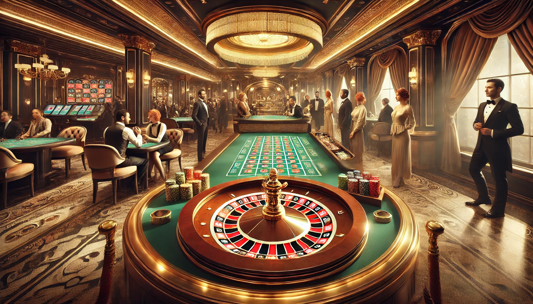 Roulette wheel in casino